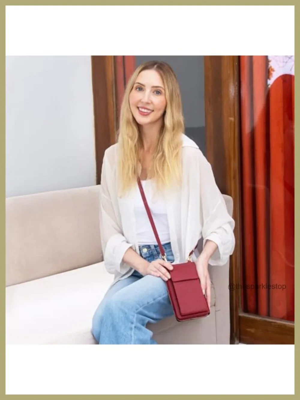Genuine Leather RFID Blocking Crossbody Bag Phone Wallet with Adjustable